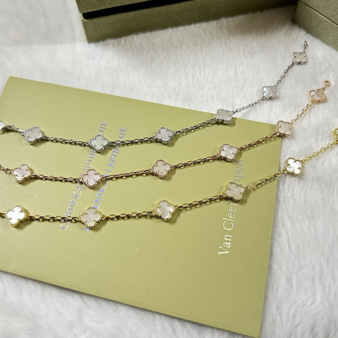 [Olivia JW]CLOVER 6 MOTIF WHITE MOP BRACELET