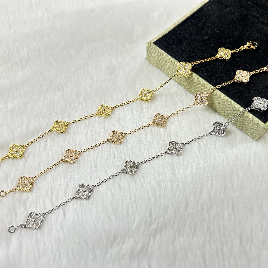 [Olivia JW]CLOVER 6 MOTIF DIAMOND BRACELET