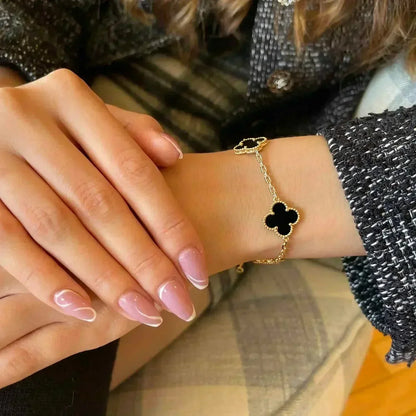[Olivia JW]CLOVER  5 MOTIFS BLACK ONYX BRACELET
