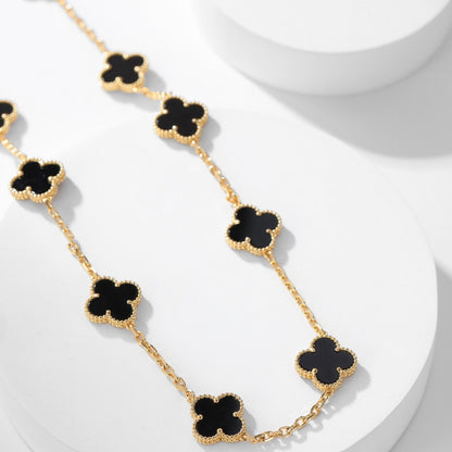 [Olivia Jewelry]CLOVER 10 MOTIFS ONYX NECKLACE