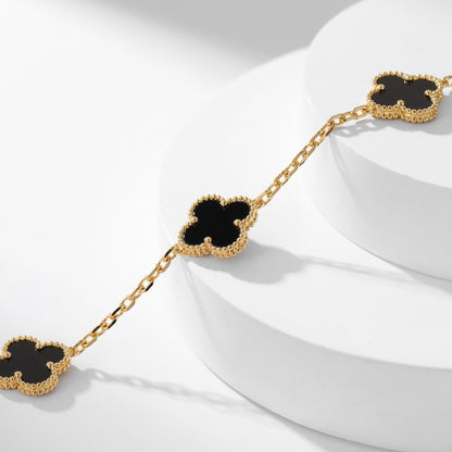 [Olivia Jewelry]CLOVER 10 MOTIFS ONYX NECKLACE