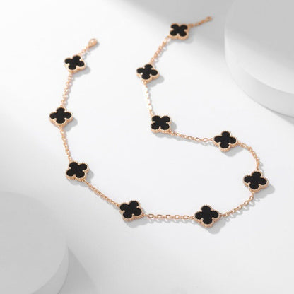 [Olivia Jewelry]CLOVER 10 MOTIFS ONYX NECKLACE