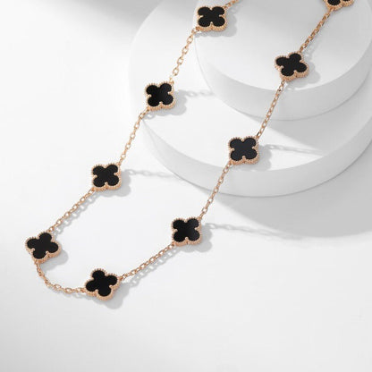 [Olivia Jewelry]CLOVER 10 MOTIFS ONYX NECKLACE