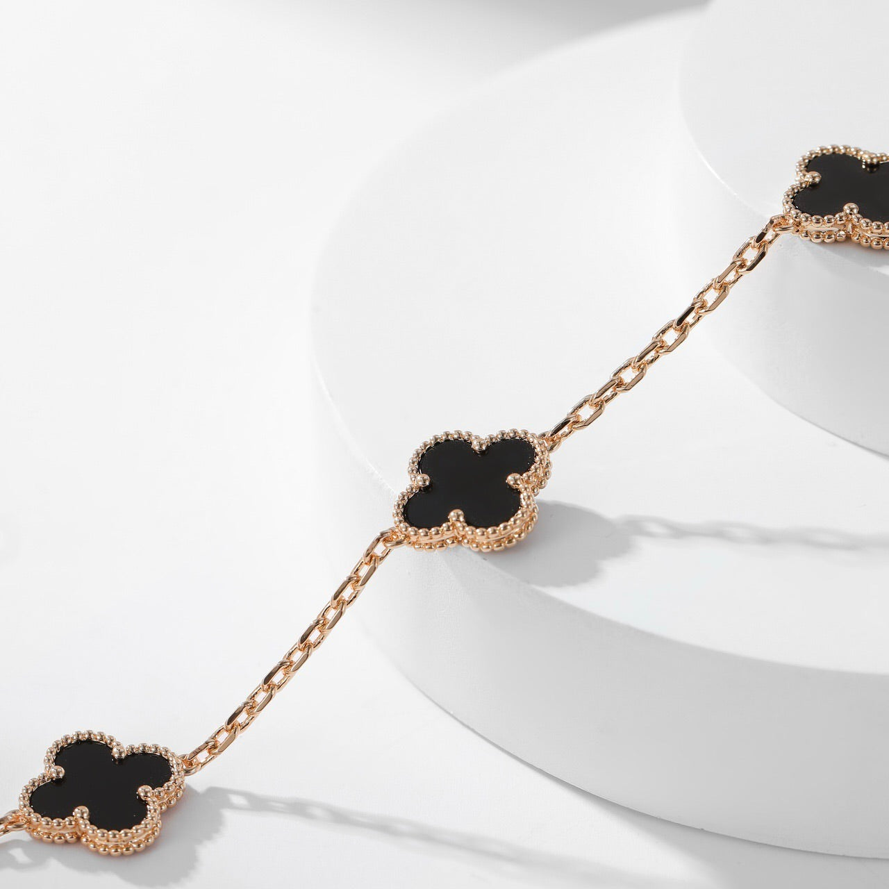 [Olivia Jewelry]CLOVER 10 MOTIFS ONYX NECKLACE