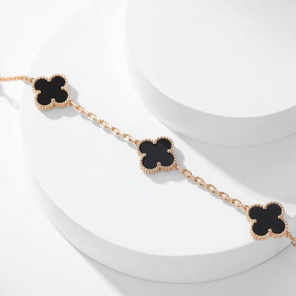 [Olivia Jewelry]CLOVER 10 MOTIFS ONYX NECKLACE