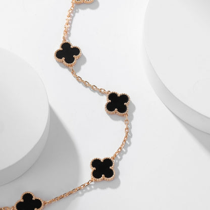 [Olivia Jewelry]CLOVER 10 MOTIFS ONYX NECKLACE