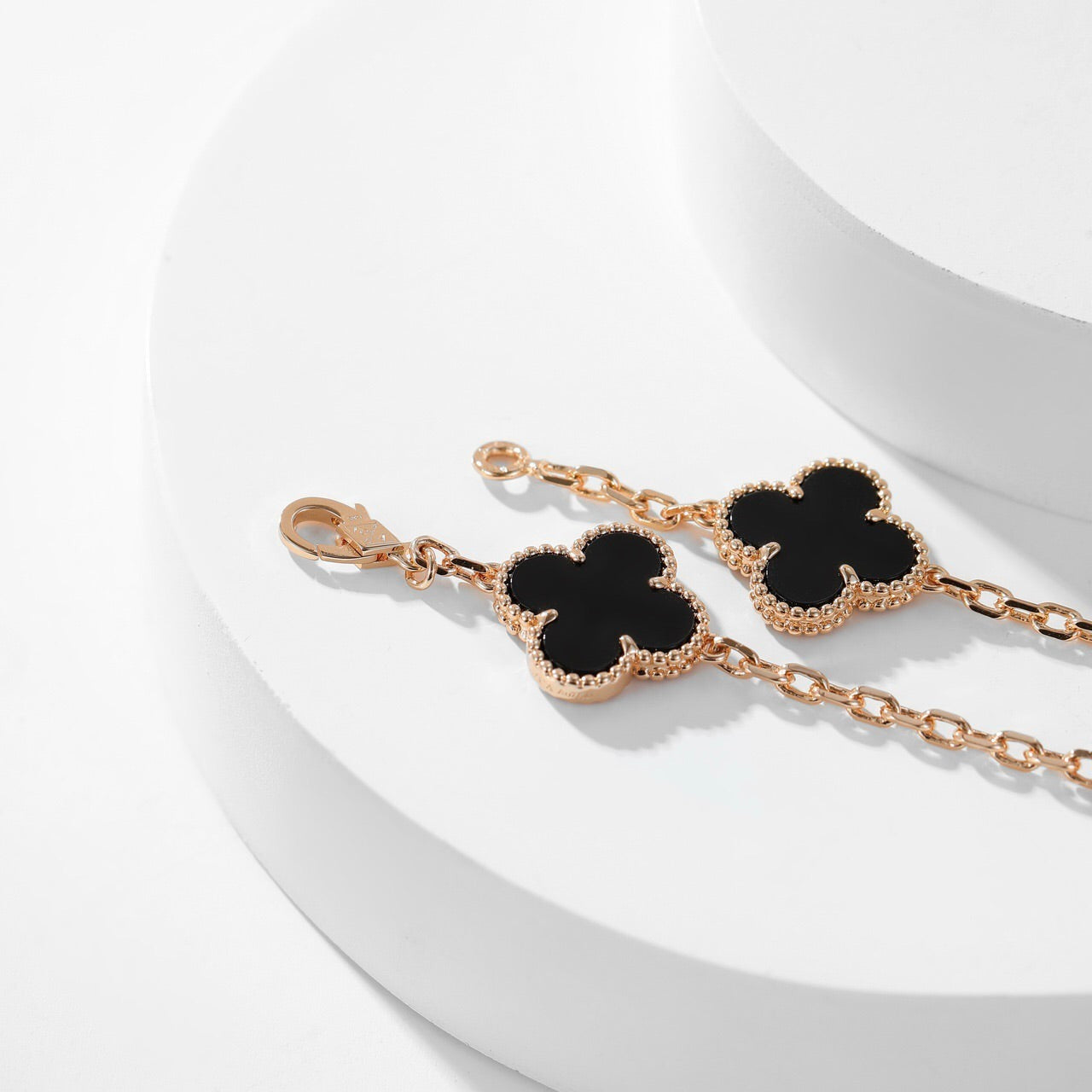[Olivia Jewelry]CLOVER 10 MOTIFS ONYX NECKLACE
