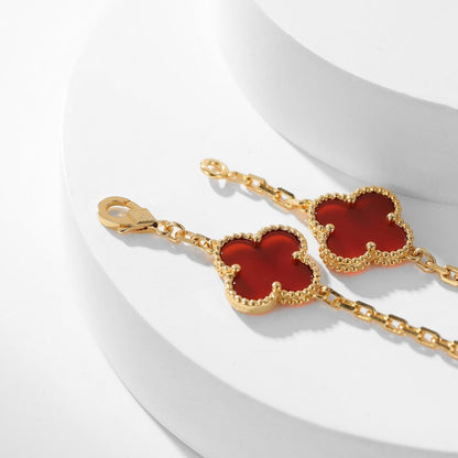 [Olivia Jewelry]CLOVER 10 MOTIFS CARNELIAN NECKLACE