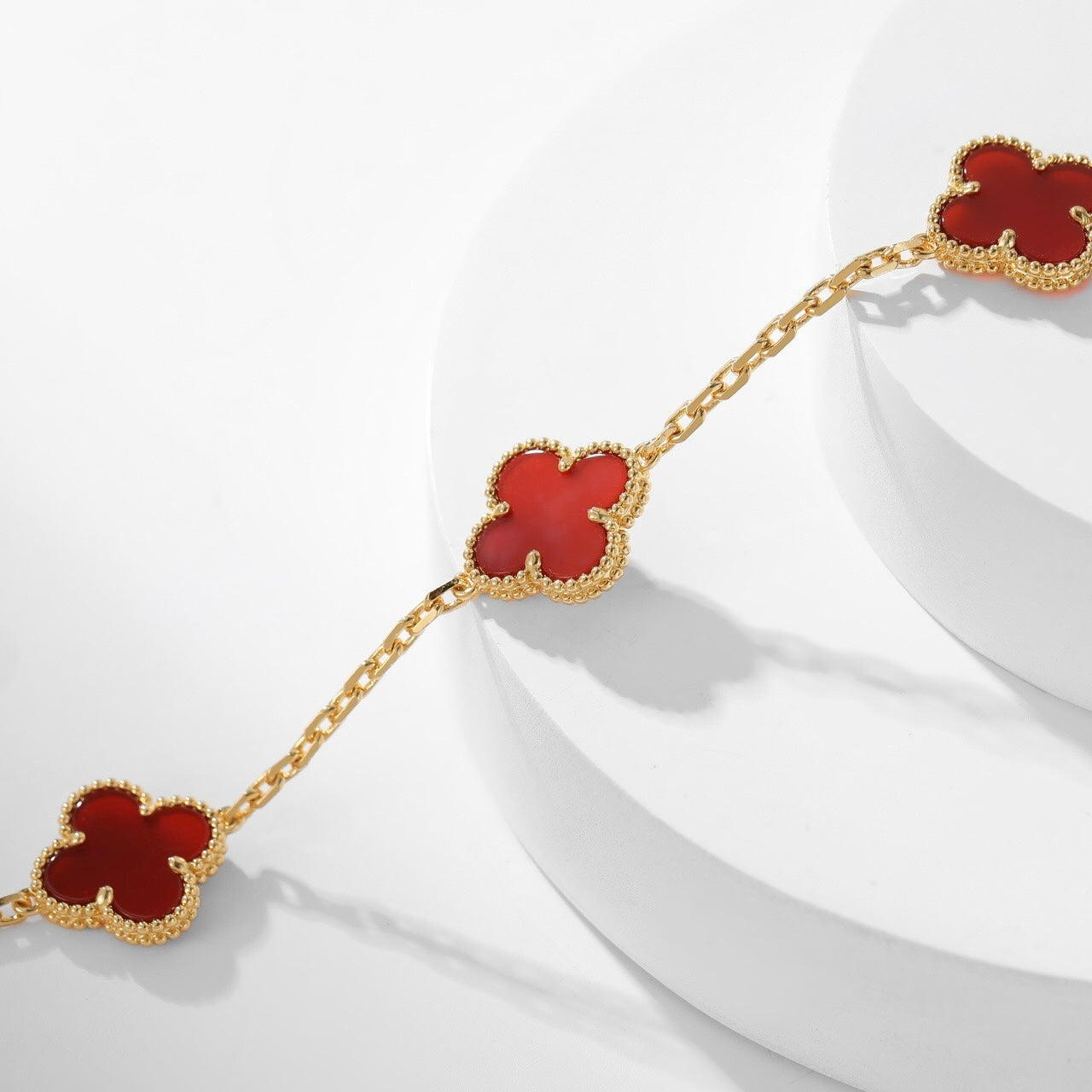 [Olivia Jewelry]CLOVER 10 MOTIFS CARNELIAN NECKLACE
