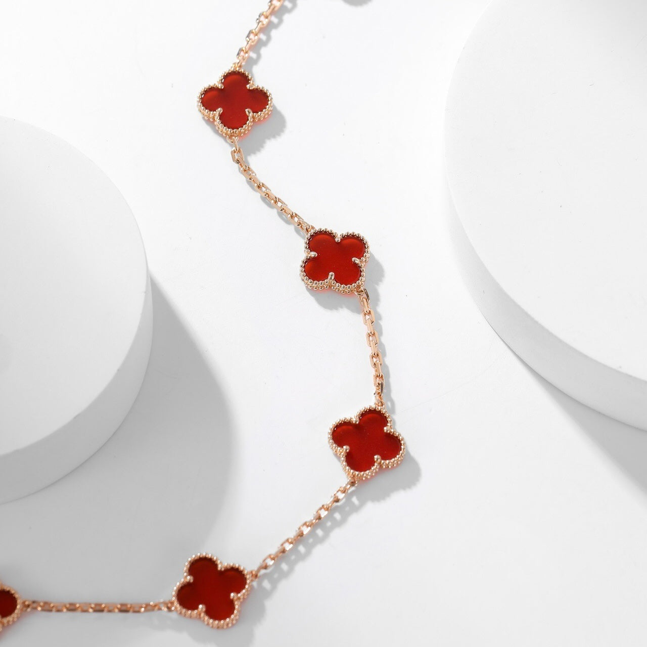 [Olivia Jewelry]CLOVER 10 MOTIFS CARNELIAN NECKLACE