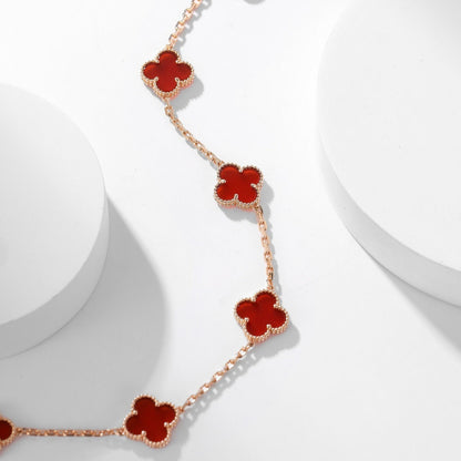 [Olivia Jewelry]CLOVER 10 MOTIFS CARNELIAN NECKLACE
