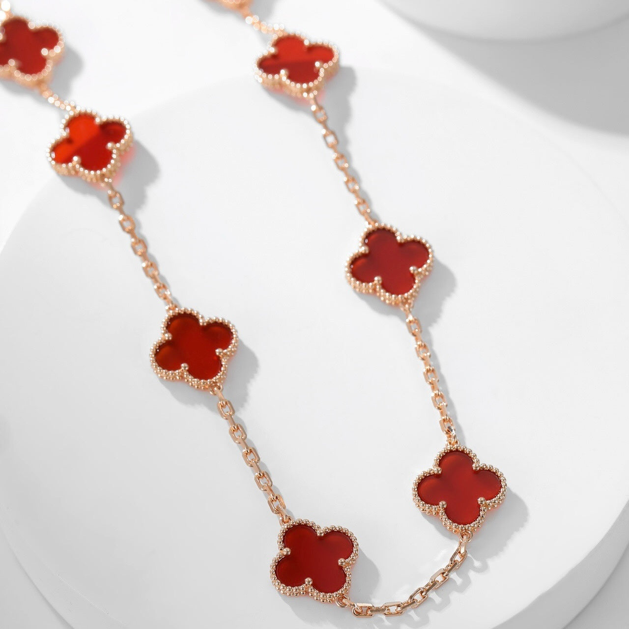 [Olivia Jewelry]CLOVER 10 MOTIFS CARNELIAN NECKLACE