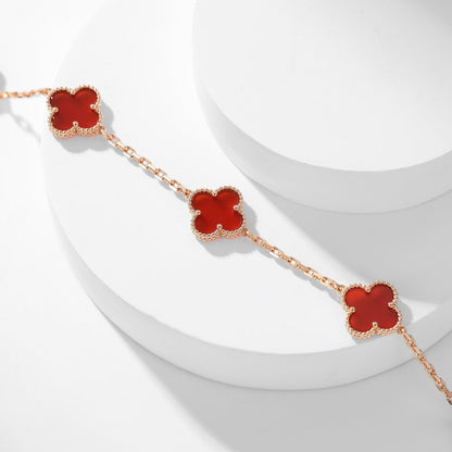 [Olivia Jewelry]CLOVER 10 MOTIFS CARNELIAN NECKLACE