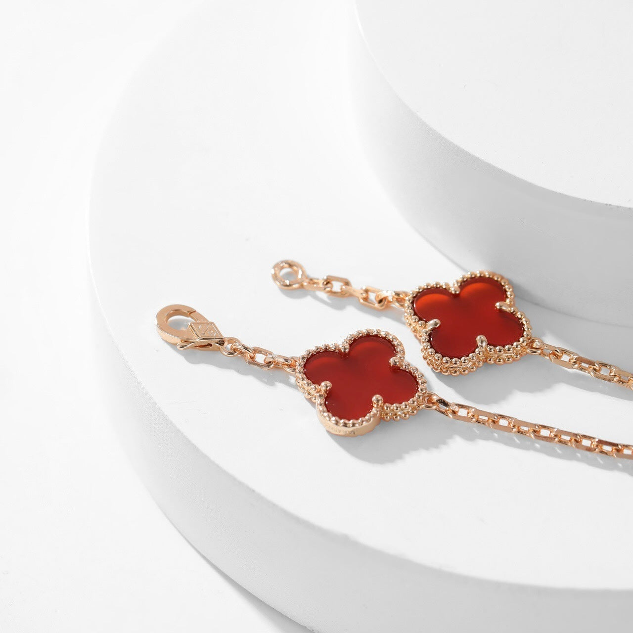 [Olivia Jewelry]CLOVER 10 MOTIFS CARNELIAN NECKLACE
