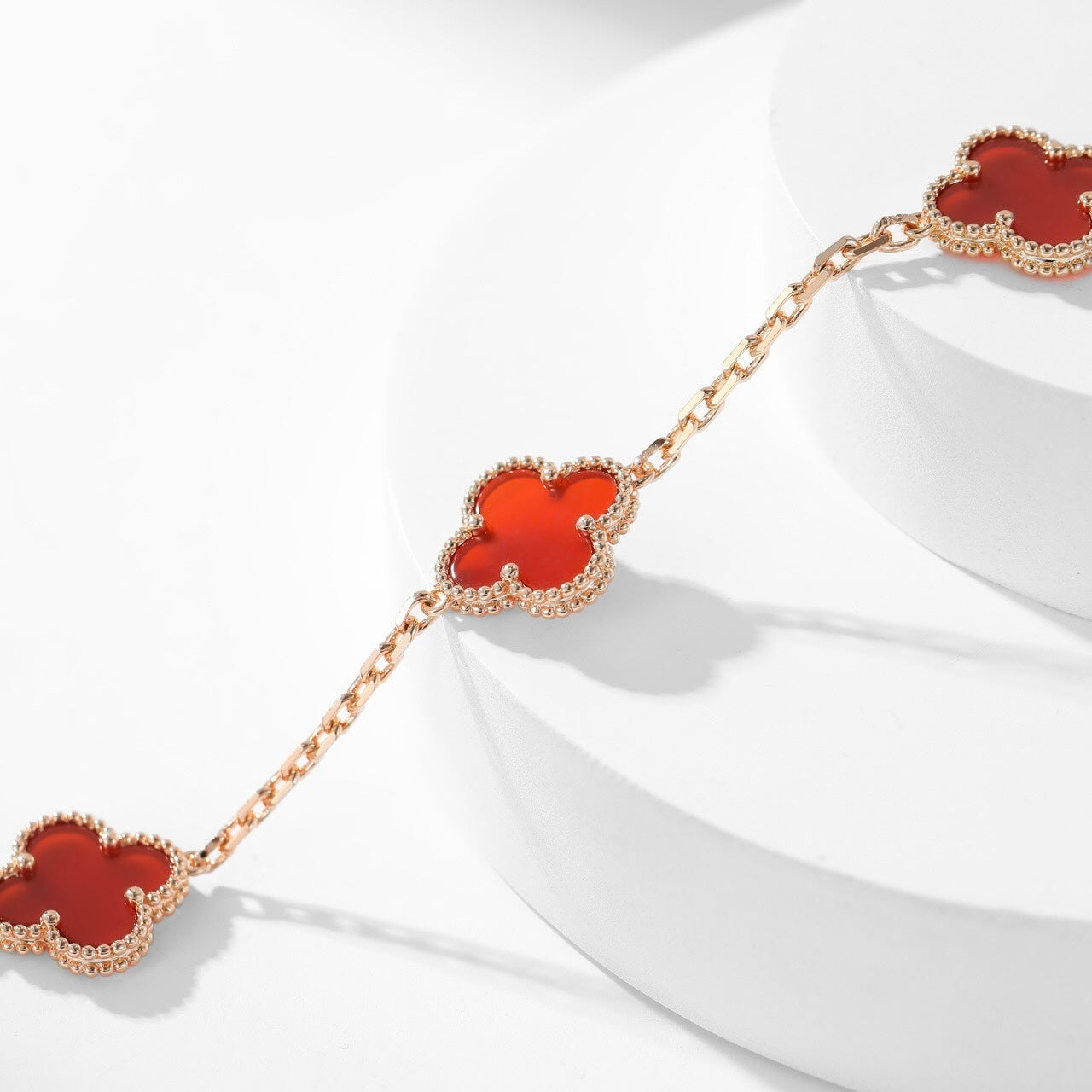 [Olivia Jewelry]CLOVER 10 MOTIFS CARNELIAN NECKLACE