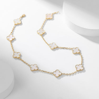 [Olivia Jewelry]CLOVER 10 MOTIFS WHITE MOTHER OF PEARL NECKLACE