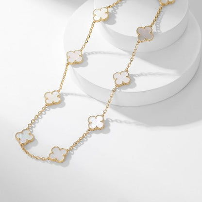 [Olivia Jewelry]CLOVER 10 MOTIFS WHITE MOTHER OF PEARL NECKLACE