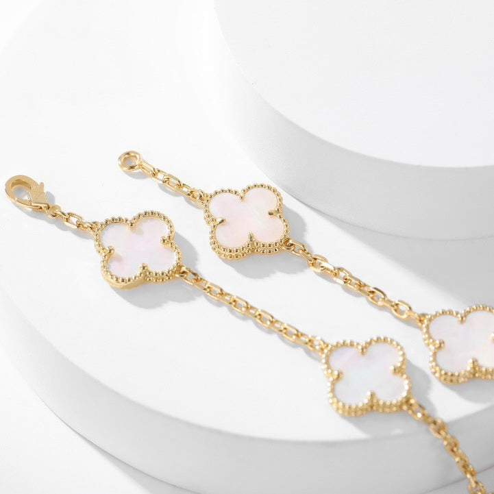 [Olivia Jewelry]CLOVER 10 MOTIFS WHITE MOTHER OF PEARL NECKLACE