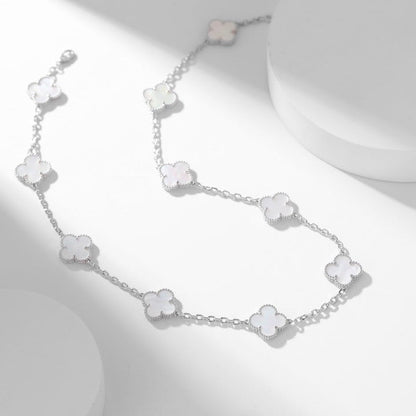 [Olivia Jewelry]CLOVER 10 MOTIFS WHITE MOTHER OF PEARL NECKLACE