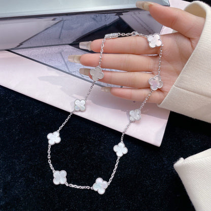 [Olivia Jewelry]CLOVER 10 MOTIFS WHITE MOTHER OF PEARL NECKLACE