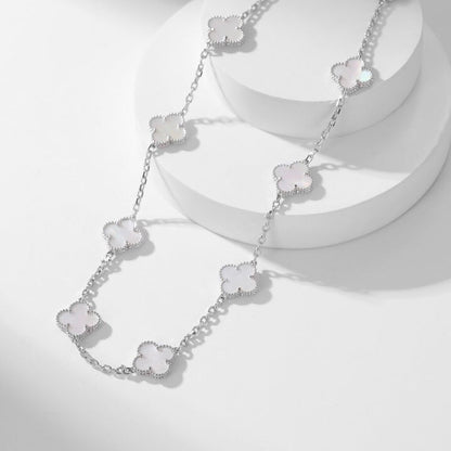 [Olivia Jewelry]CLOVER 10 MOTIFS WHITE MOTHER OF PEARL NECKLACE