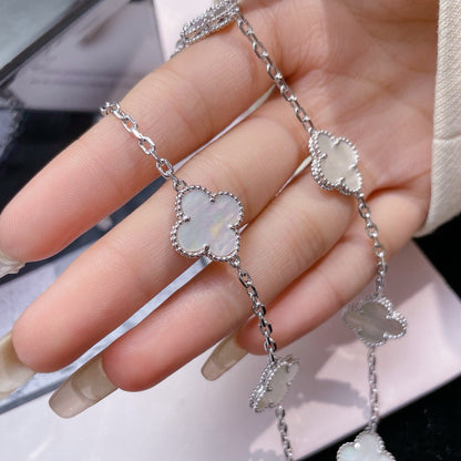 [Olivia Jewelry]CLOVER 10 MOTIFS WHITE MOTHER OF PEARL NECKLACE