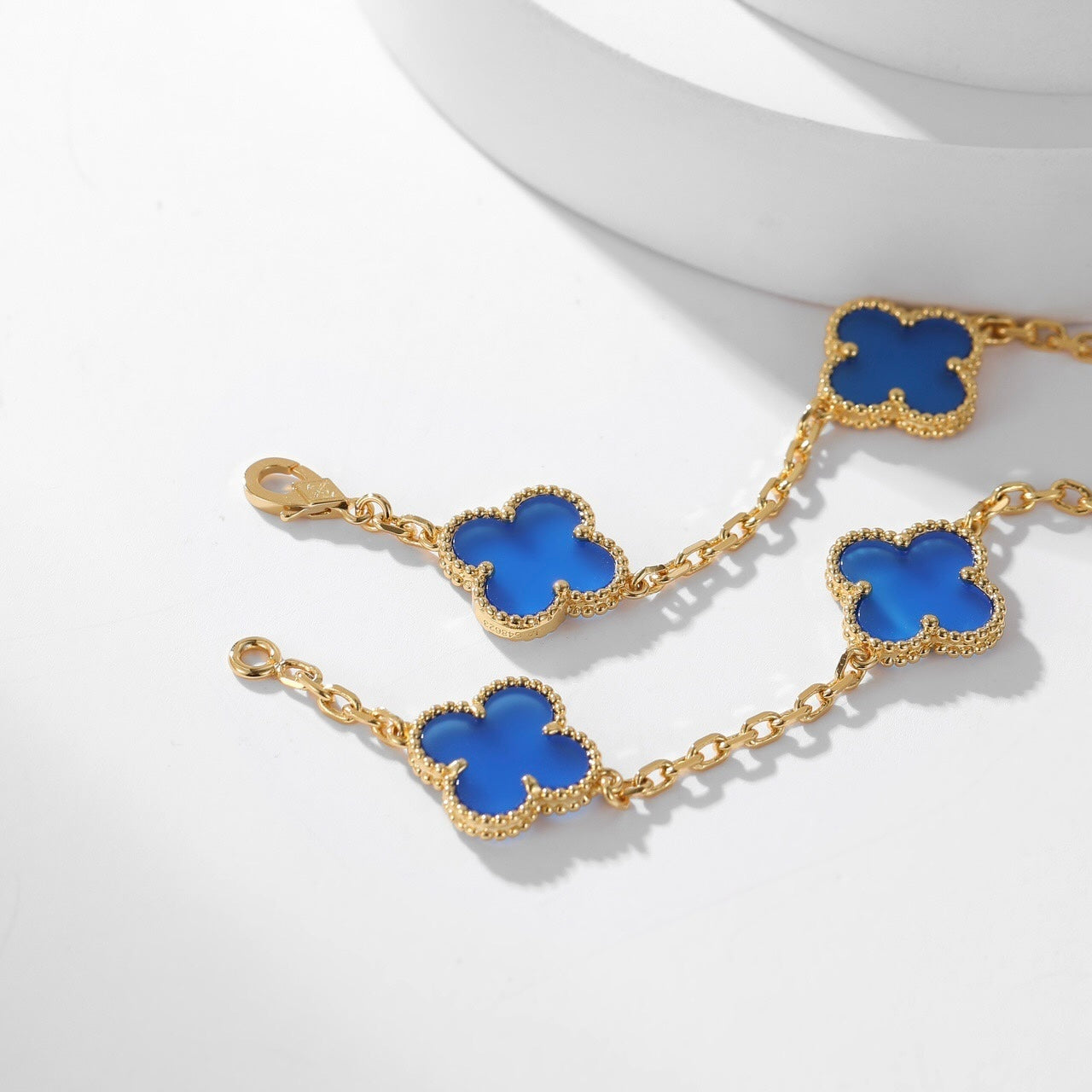 [Olivia Jewelry]CLOVER 10 MOTIFS BLUE AGATE NECKLACE
