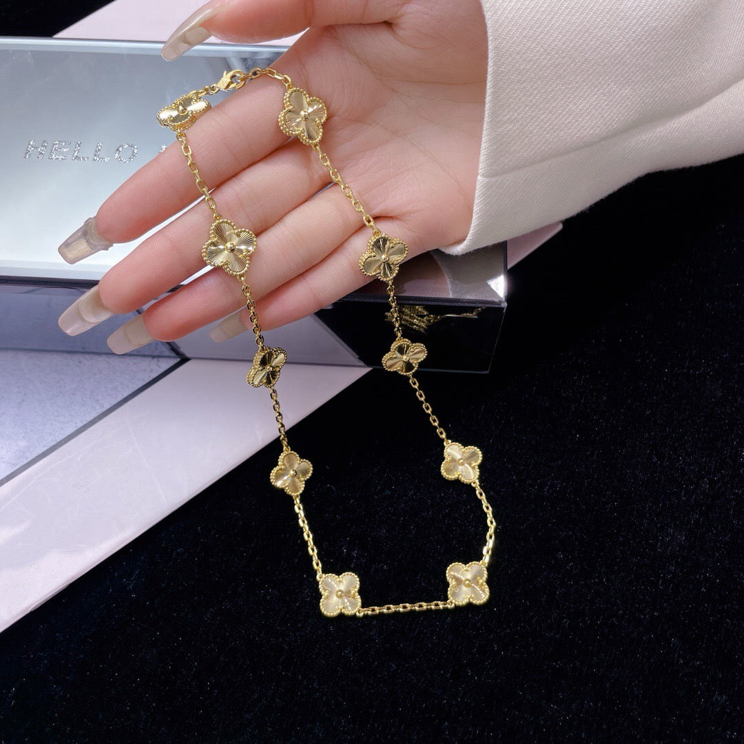 [Olivia Jewelry]CLOVER 10 MOTIFS LASER NECKLACE
