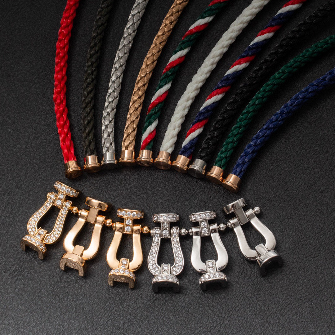 [Olivia Jewelry]FORCE LARGE HORSESHOE FULL DIAMOND BRACELET ROSE GOLD
