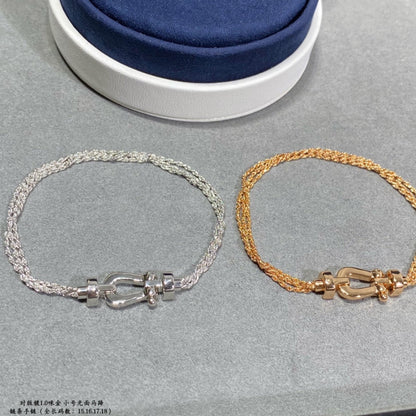 [Olivia Jewelry]FORCE SMALL HORSESHOE  DIAMOND CHAIN ROPE BRACELET
