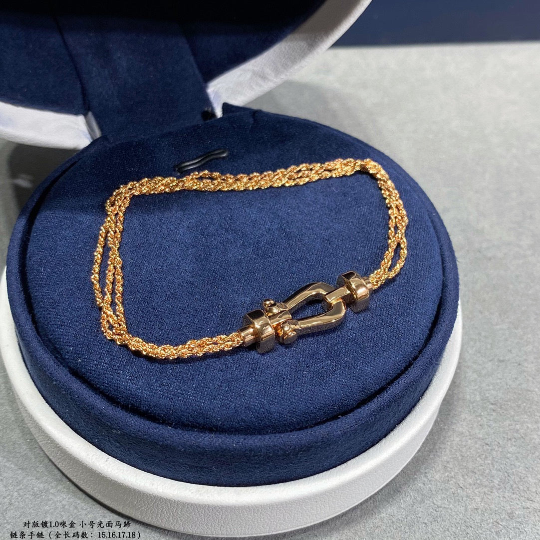 [Olivia Jewelry]FORCE SMALL HORSESHOE  DIAMOND CHAIN ROPE BRACELET