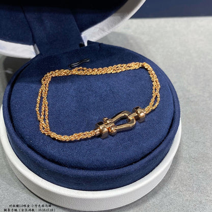 [Olivia Jewelry]FORCE SMALL HORSESHOE  DIAMOND CHAIN ROPE BRACELET