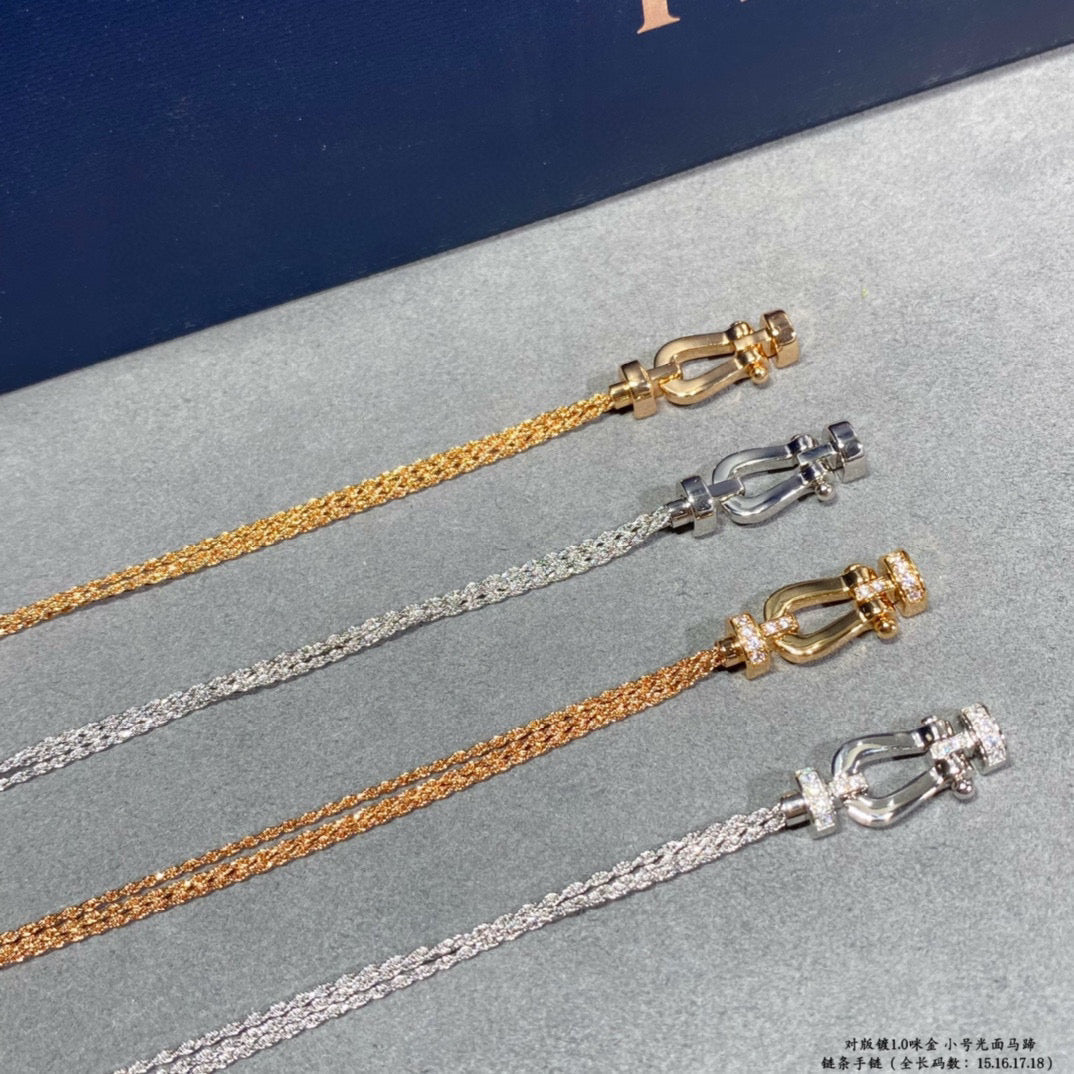 [Olivia Jewelry]FORCE SMALL HORSESHOE  DIAMOND CHAIN ROPE BRACELET