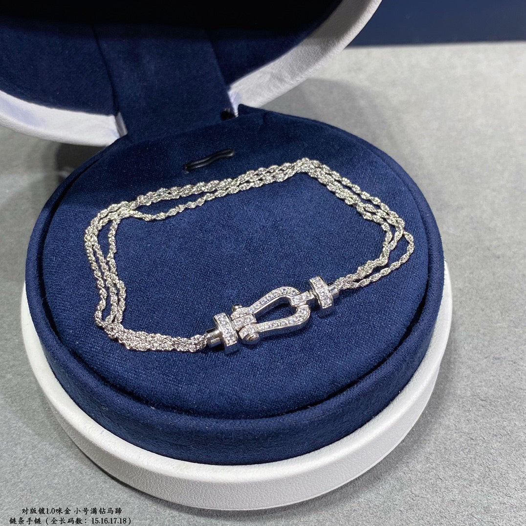 [Olivia Jewelry]FORCE SMALL HORSESHOE  DIAMOND CHAIN ROPE BRACELET