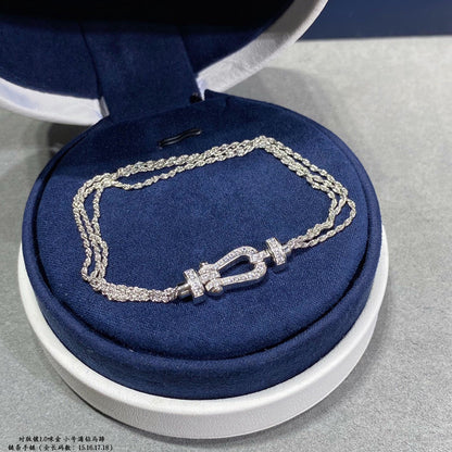 [Olivia Jewelry]FORCE SMALL HORSESHOE  DIAMOND CHAIN ROPE BRACELET