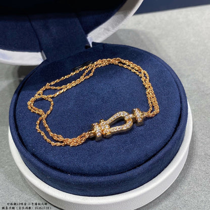 [Olivia Jewelry]FORCE SMALL HORSESHOE  DIAMOND CHAIN ROPE BRACELET