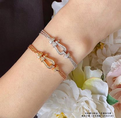 [Olivia Jewelry]FORCE SMALL HORSESHOE  DIAMOND CHAIN ROPE BRACELET