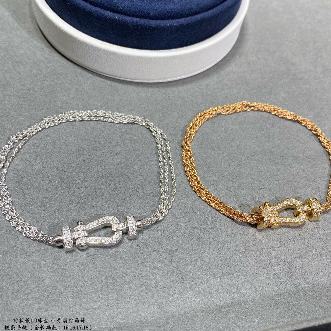 [Olivia Jewelry]FORCE SMALL HORSESHOE  DIAMOND CHAIN ROPE BRACELET
