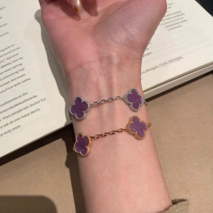 [Olivia JW]CLOVER  5 MOTIFS  PURPLE VIOLET BRACELET