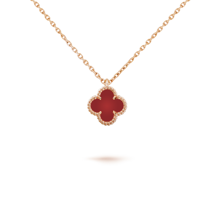 [Olivia Jewelry]CLOVER MINI 9.5MM WHITE CARNELIANS NECKLACE