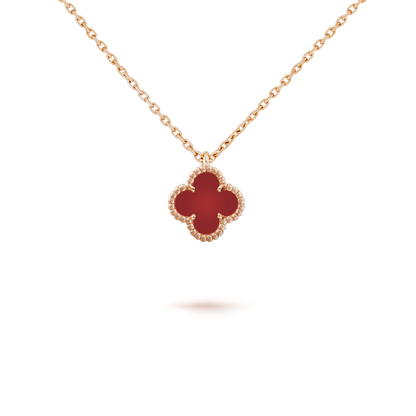 [Olivia Jewelry]CLOVER MINI 9.5MM WHITE CARNELIANS NECKLACE