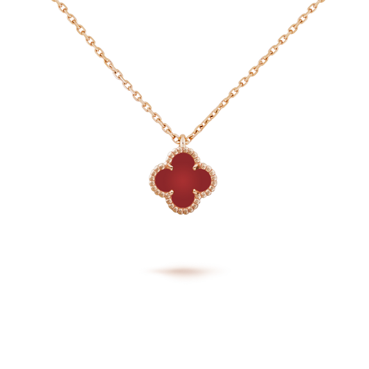 [Olivia Jewelry]CLOVER MINI 9.5MM WHITE CARNELIANS NECKLACE