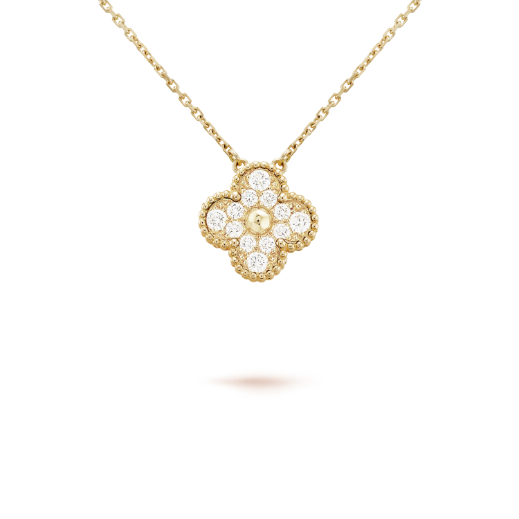 [Olivia Jewelry]CLOVER 15MM DIAMOND SINGLE FLOWER NECKLACE