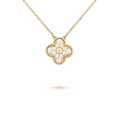 [Olivia Jewelry]CLOVER 15MM DIAMOND SINGLE FLOWER NECKLACE