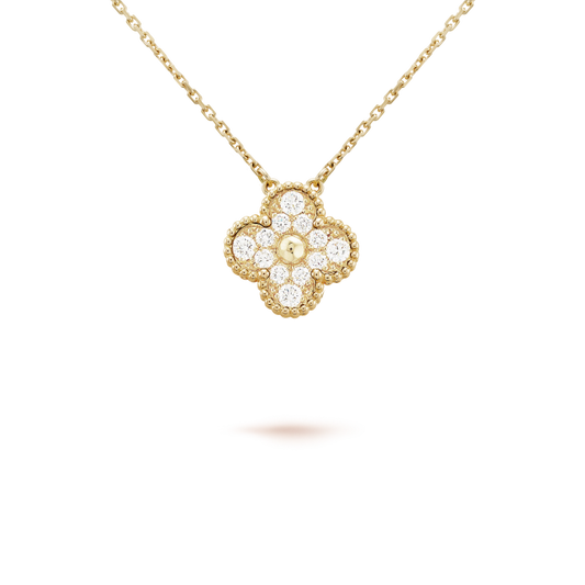 [Olivia Jewelry]CLOVER 15MM DIAMOND SINGLE FLOWER NECKLACE