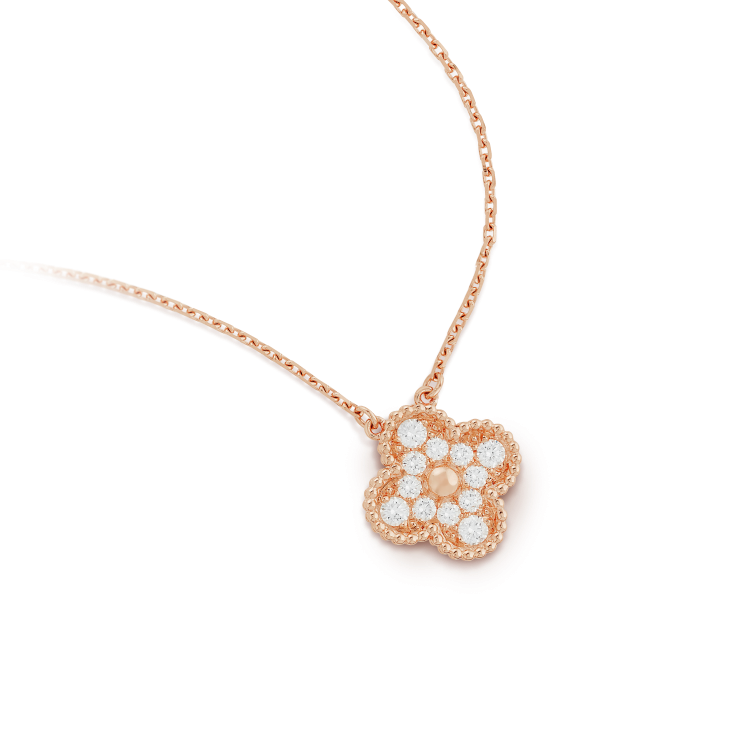 [Olivia Jewelry]CLOVER 15MM DIAMOND SINGLE FLOWER NECKLACE