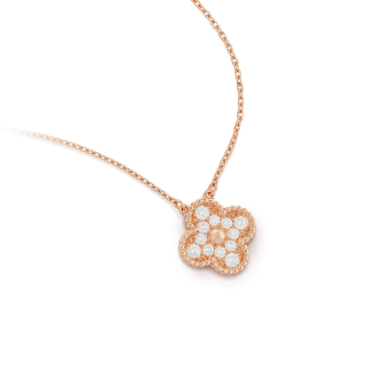 [Olivia Jewelry]CLOVER 15MM DIAMOND SINGLE FLOWER NECKLACE