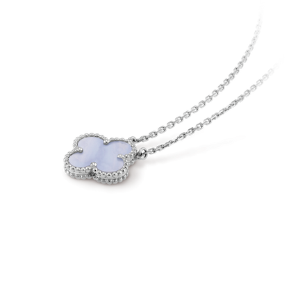 [Olivia Jewelry]CLOVER 15MM BLUE CHALCEDONY NECKLACE SILVER