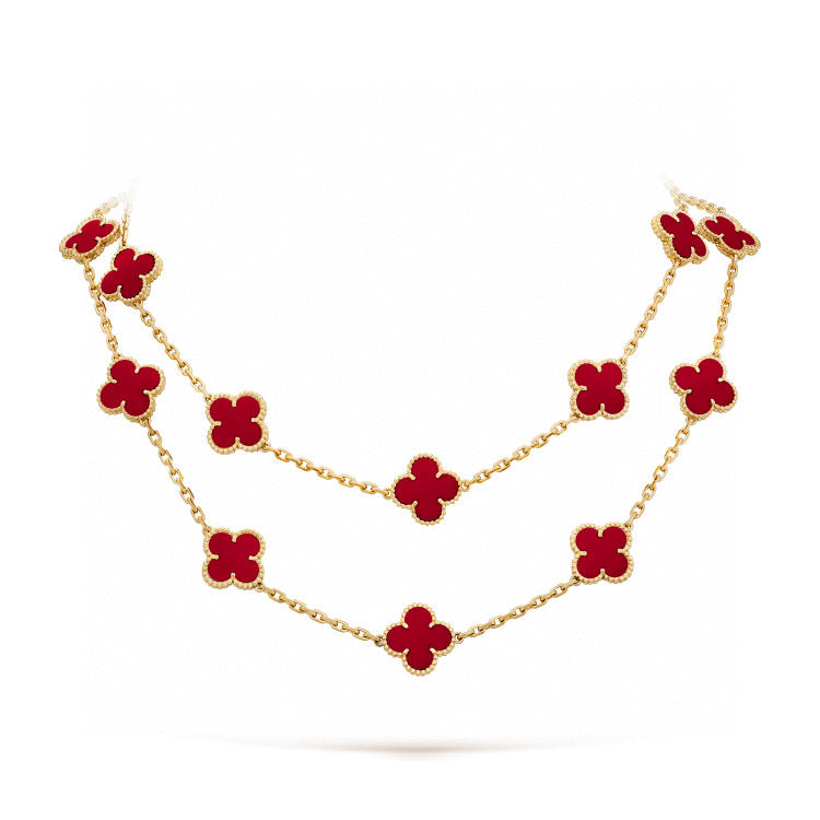 [Olivia Jewelry]CLOVER 20 MOTIFS CARNELIAN NECKLACE