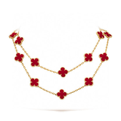 [Olivia Jewelry]CLOVER 20 MOTIFS CARNELIAN NECKLACE